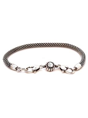 Brighton‎ Silver-Tone Woven Bracelet with Crystal Accent